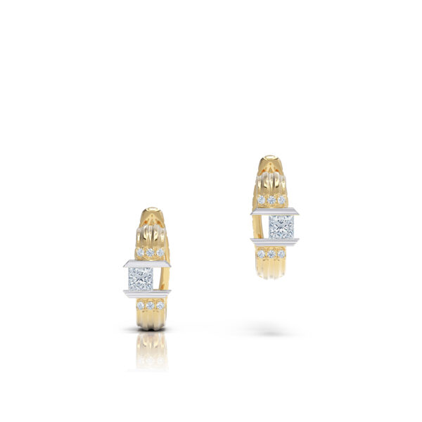 Princess Diamond cut 18kt yellow gold greek inspired earrings