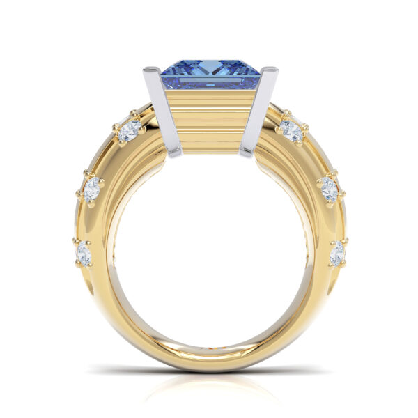 Princess Blue Sapphire Luxury Diamond Ring Greek Inspired