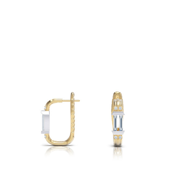 Baguette Diamond cut 18kt yellow gold greek column inspired earrings