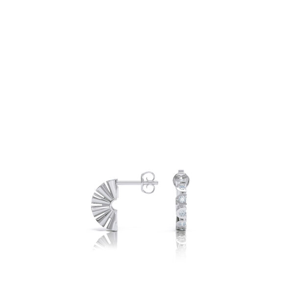 Luxury diamond hoop stud fan earring 18kt white gold