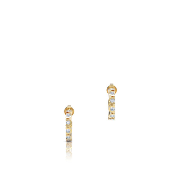 Luxury diamond hoop stud fan earring 18kt yellow gold