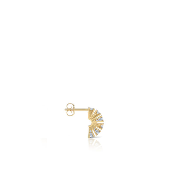 Luxury diamond hoop stud fan earring 18kt yellow gold