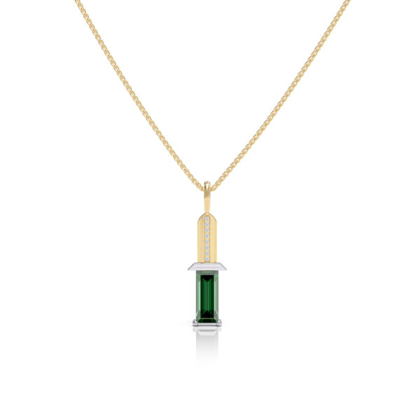 Diamond green tourmaline necklace pendant evening wear 18kt gold