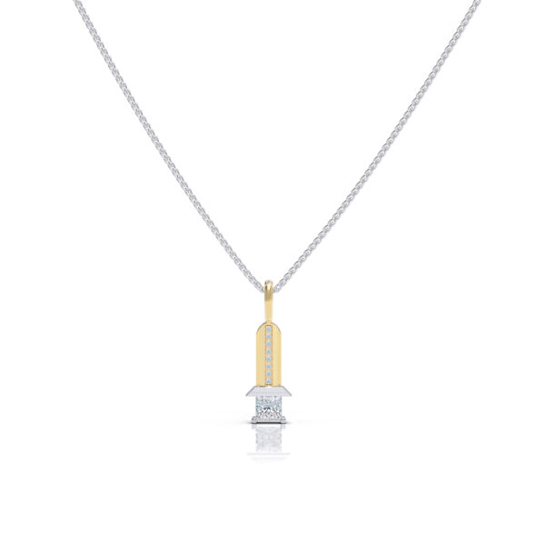 Diamond necklace pendant 18kt gold classic style two tone