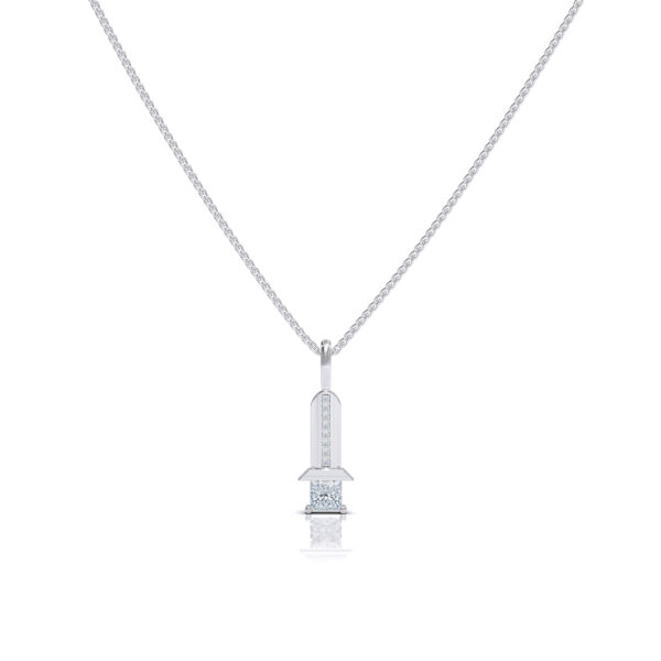 Diamond necklace pendant 18kt white gold classic style