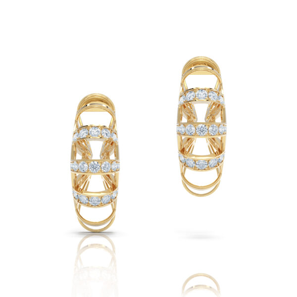 Statement evening luxury occasion greek inspired diamond 18kt gold architectural earring