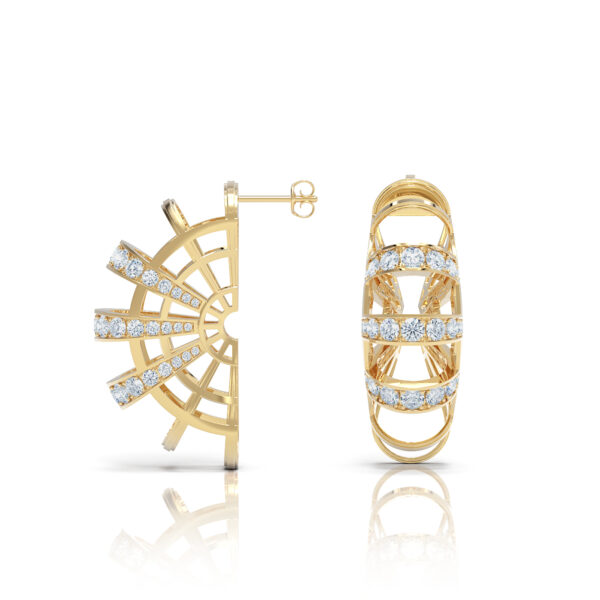 Statement evening luxury occasion greek inspired diamond 18kt gold architectural earring