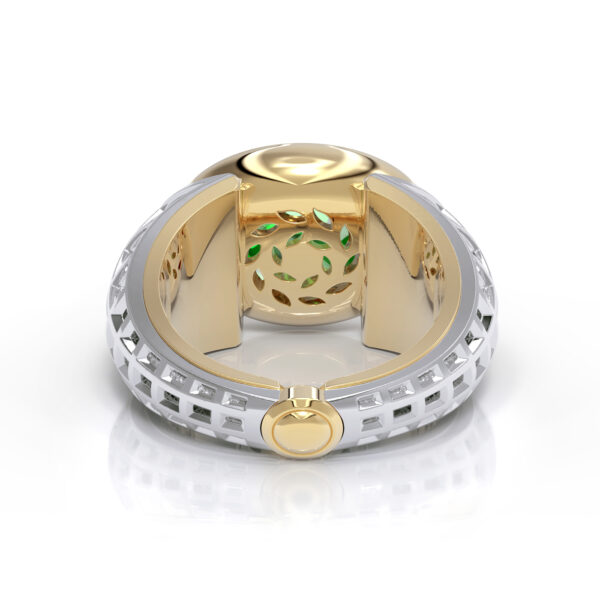 Luxury 18kt Gold Tsavorite Greek Ring Unique Jewelry Design