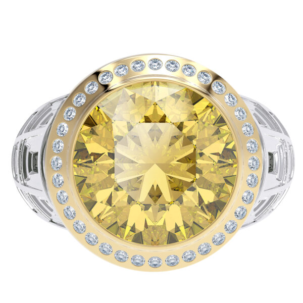 Luxury 18kt gold yellow sapphire diamond ring greek ring