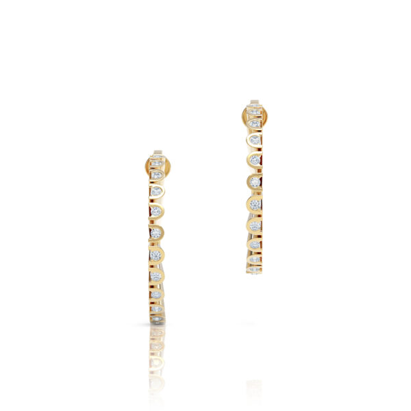 Luxury fan shape 18kt yellow gold diamond statement evening elegant earrings amphitheater colosseum