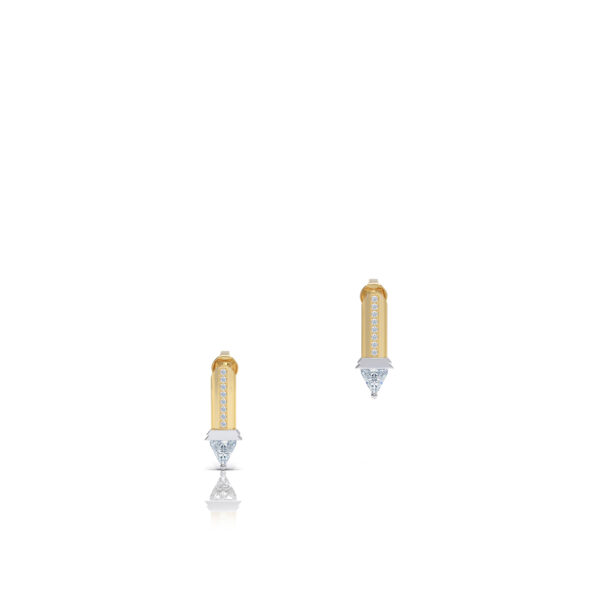 Brilliant diamond 18kt gold stud earring greek column