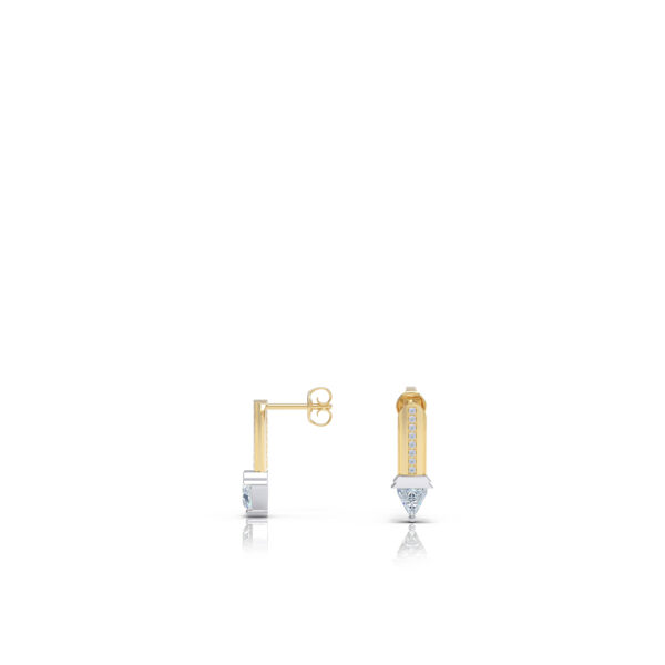 Brilliant diamond 18kt gold stud earring greek column