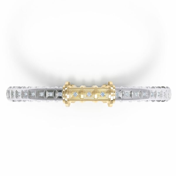 18kt gold diamond textured bangle hinged luxury