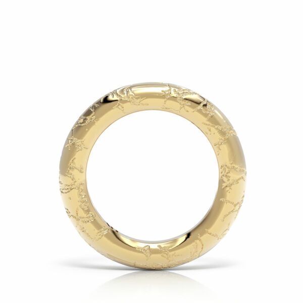 Gold vein earth textured stacking ring 18kt
