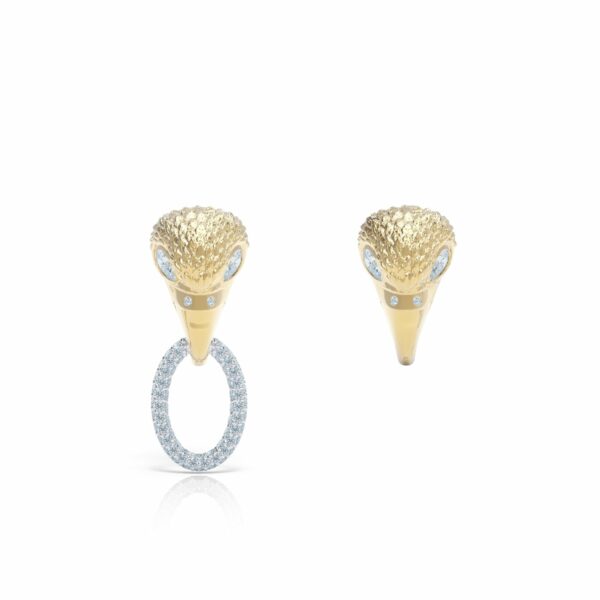 18kt gold and diamond stud earring eagle head earring
