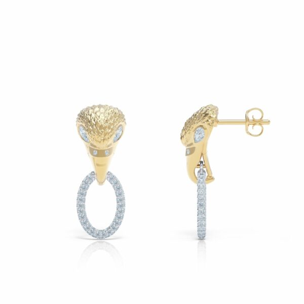 18kt gold and diamond stud earring eagle head earring
