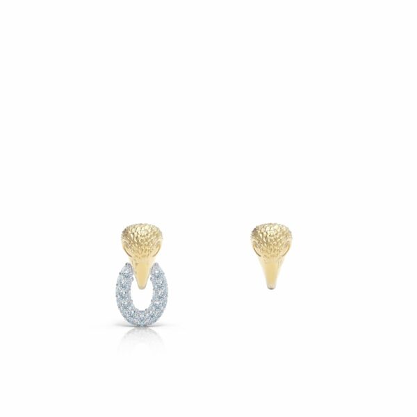 gold eagle stud earring 18kt yellow removable diamond hoop