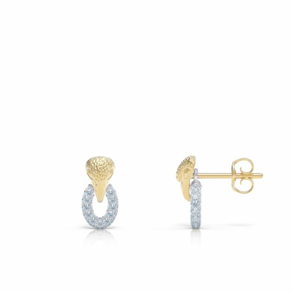 gold eagle stud earring 18kt yellow removable diamond hoops