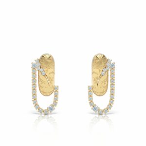 18kt gold cracked gold texture diamond chain luxury drop earring
