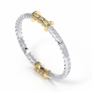 18kt gold diamond textured bangle hinged luxury