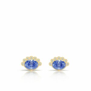 Shell earrings, clam shell earrings, clam shell stud, shell stud, sapphire shell earrings, blue sapphire Venus earrings, Aphrodite earrings