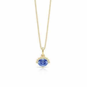 blue sapphire pendant, sapphire shell pendant, 18k gold and clam shell pendant, diamond and sapphire pendant