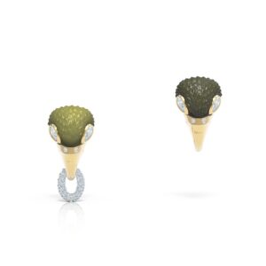 Pounamu gold and diamond stud earrings by Alice Herald